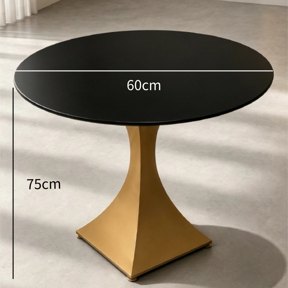 Round Sintered Stone Coffee Table with 18K Gold Pedestal – 60 cm