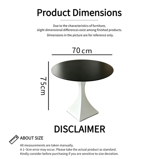 Round Sintered Stone Coffee Table with White Pedestal – 70 cm