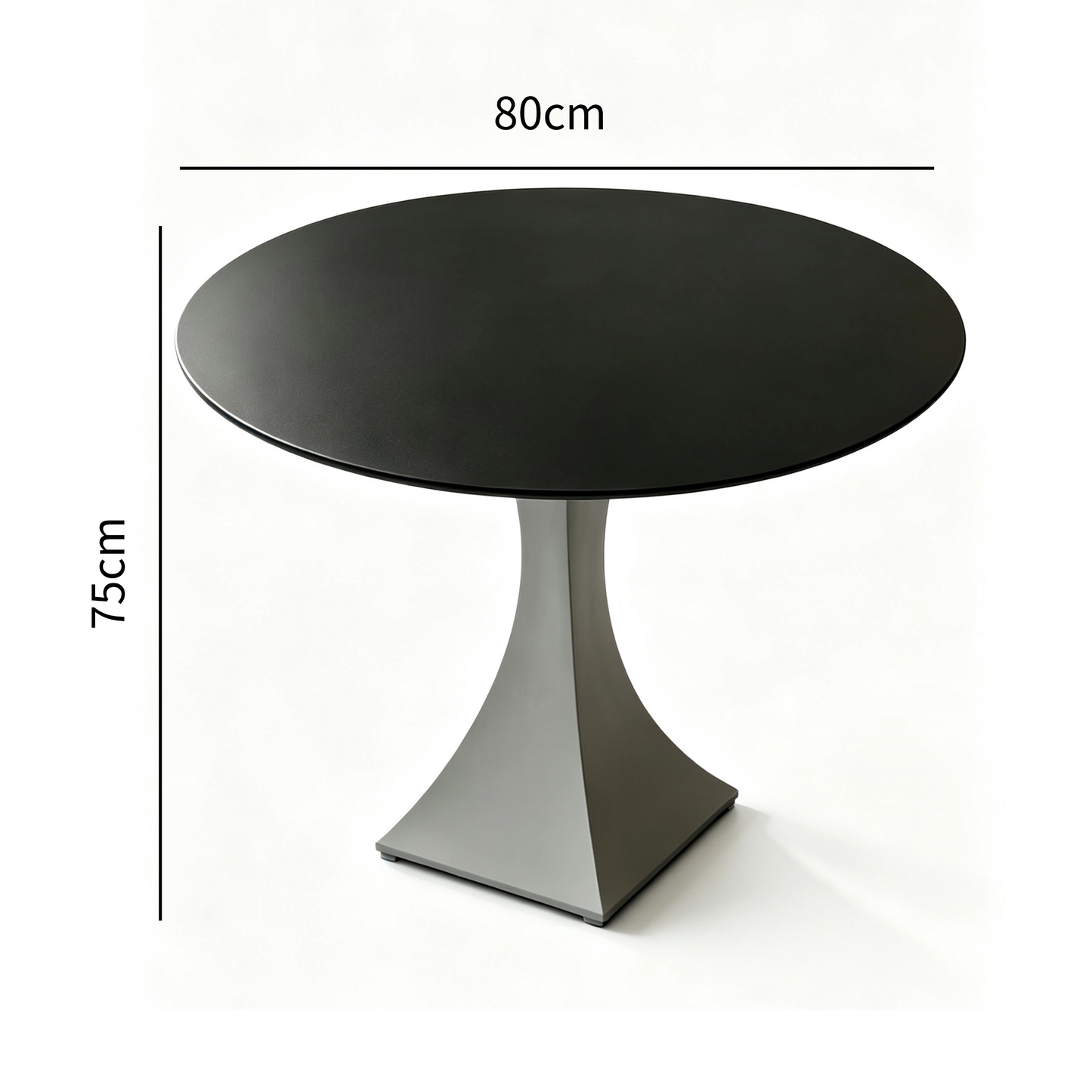 Round Sintered Stone Coffee Table with Light Gray Pedestal – 80 cm