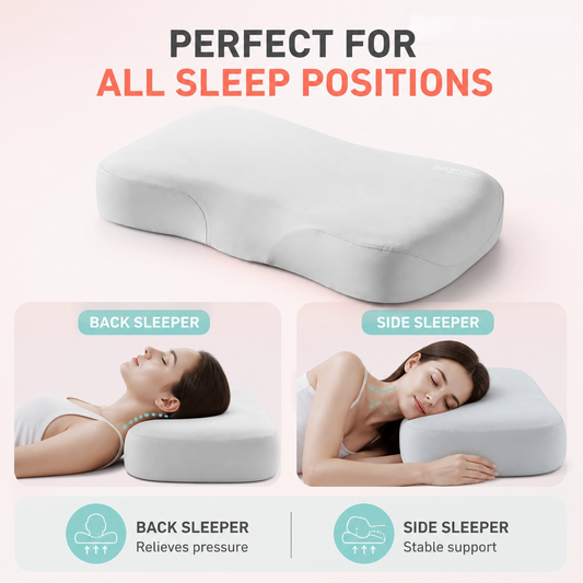 Ergonomic Memory Foam Neck Pillow for Back & Side Sleepers, Neck Pain Relief