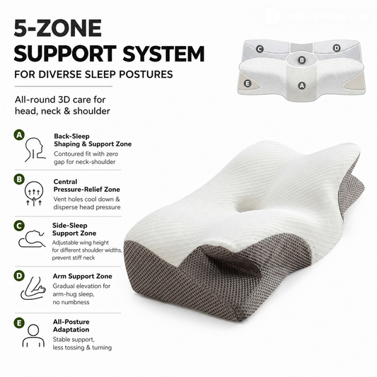 Fin-Shaped Ergonomic Memory Foam Neck Pillow