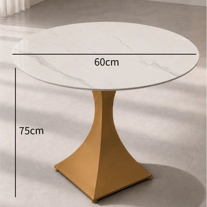 Round Sintered Stone Coffee Table with 18K Gold Pedestal – 60 cm
