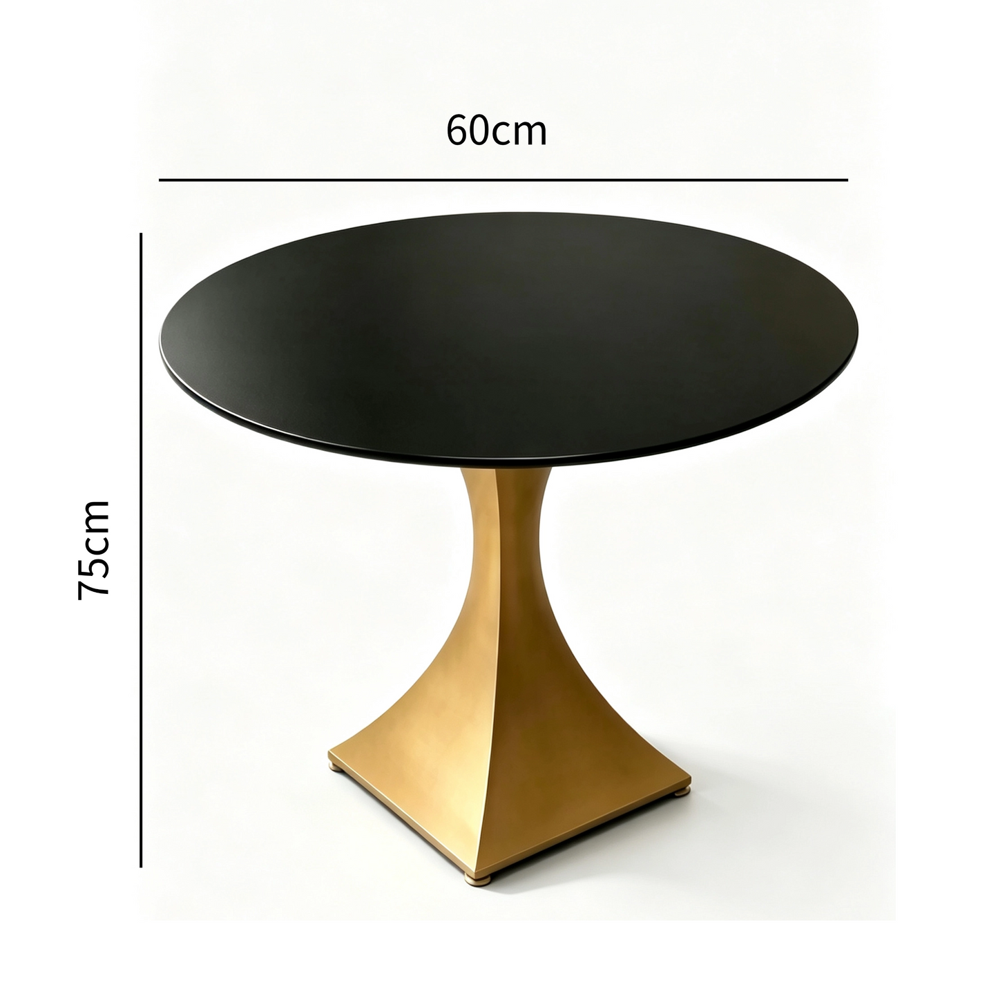 Round Sintered Stone Coffee Table with 18K Gold Pedestal – 60 cm