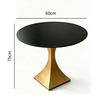 Round Sintered Stone Coffee Table with 18K Gold Pedestal – 60 cm