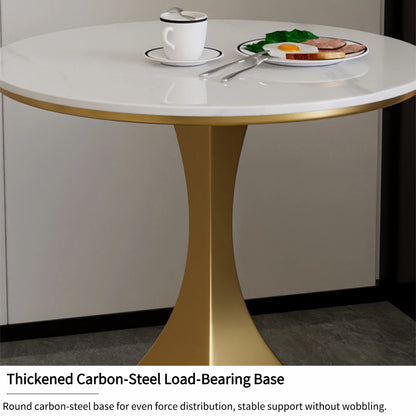 Round Sintered Stone Coffee Table with 18K Gold Pedestal – 60 cm