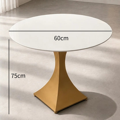 Round Sintered Stone Coffee Table with 18K Gold Pedestal – 60 cm