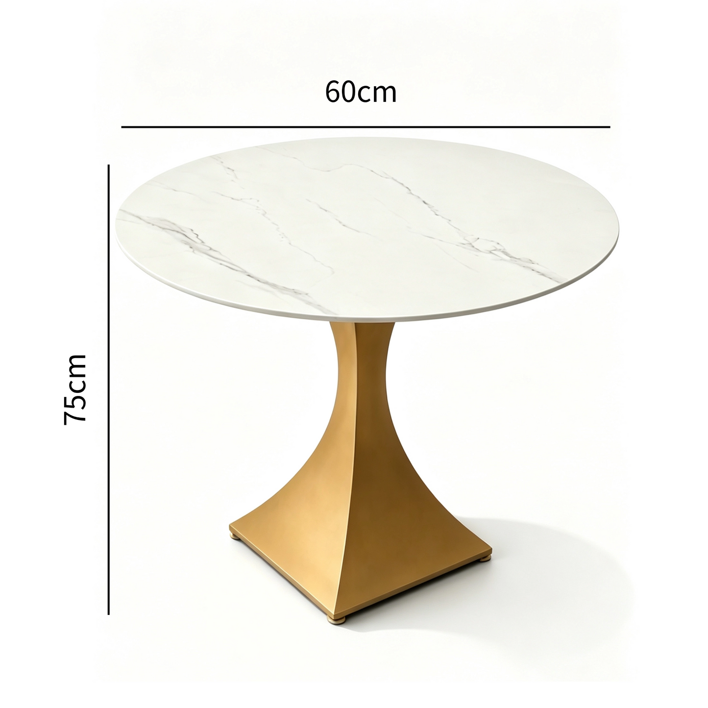 Round Sintered Stone Coffee Table with 18K Gold Pedestal – 60 cm