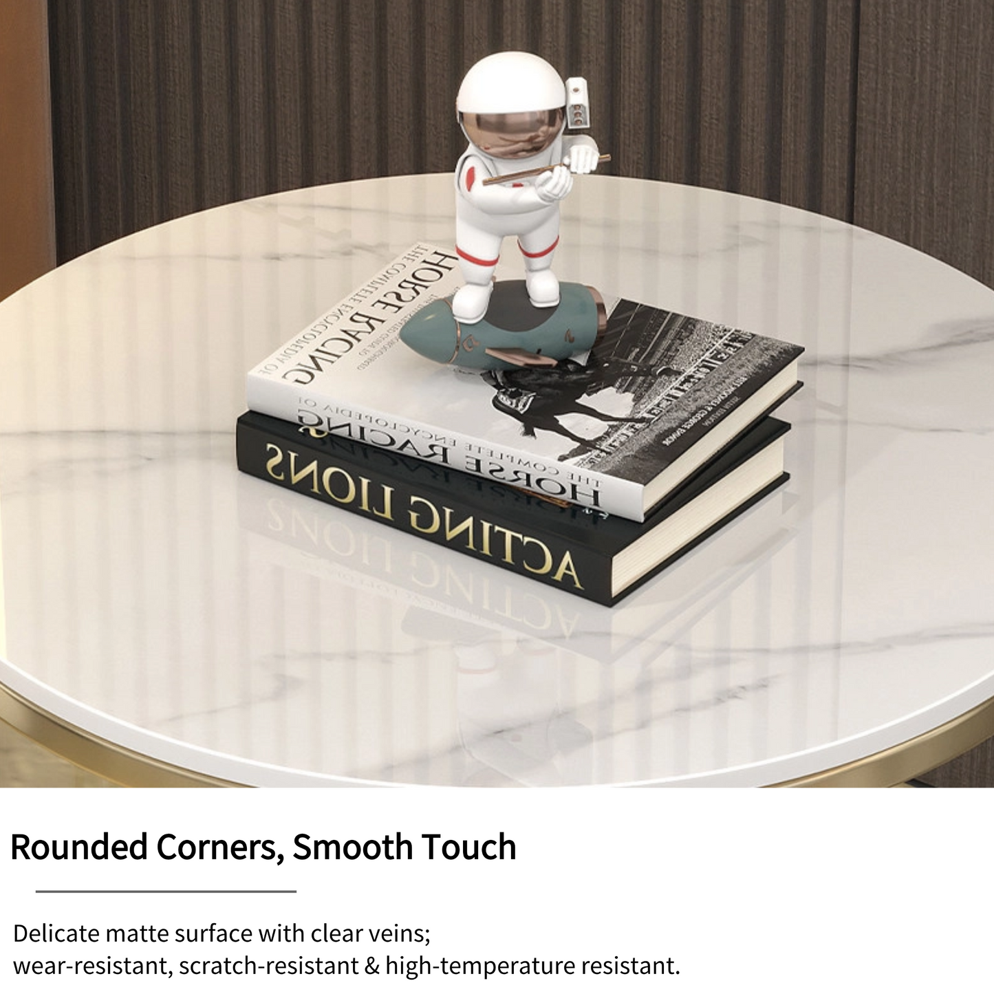 Round Sintered Stone Coffee Table with Light Gray Pedestal – 80 cm