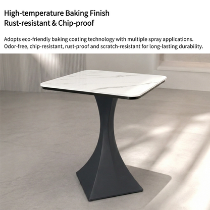 Square Sintered Stone Coffee Table with Matte Dark Gray Base