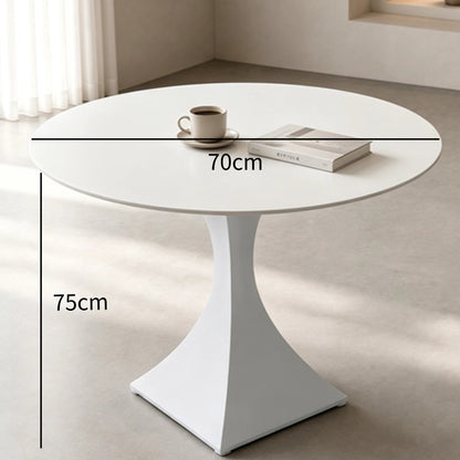Round Sintered Stone Coffee Table with White Pedestal – 70 cm