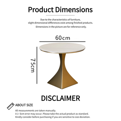 Round Sintered Stone Coffee Table with 18K Gold Pedestal – 60 cm