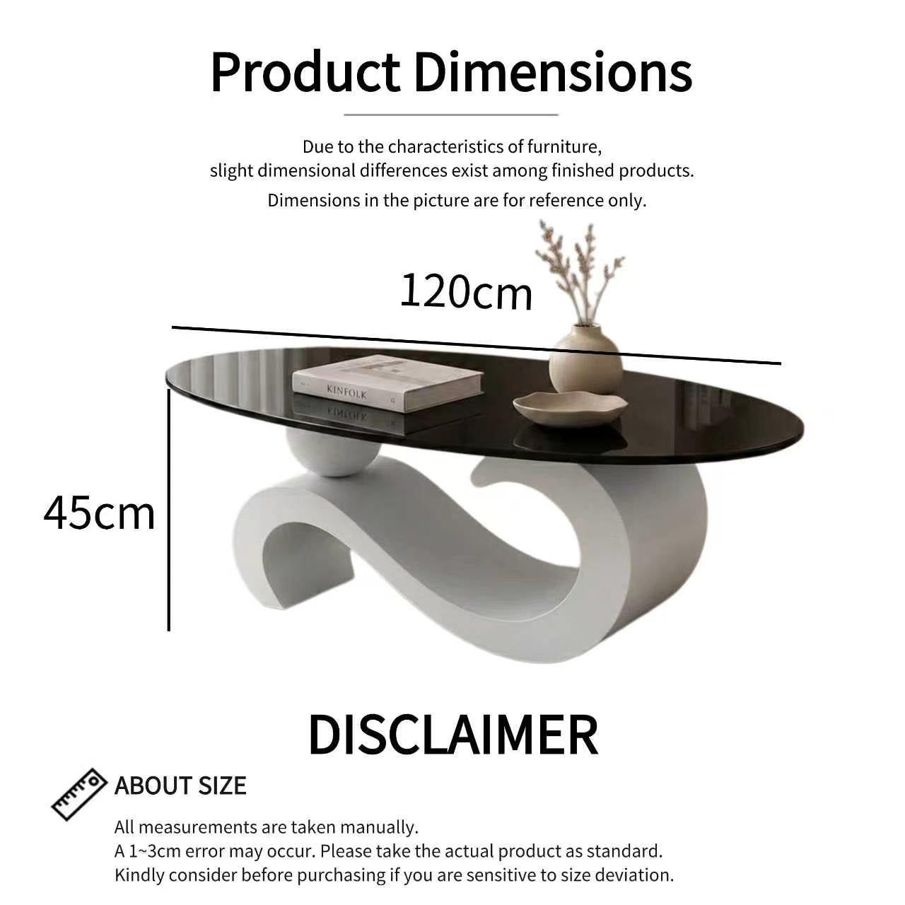 120 cm Oval Sintered Stone Coffee Table with Matte White Base