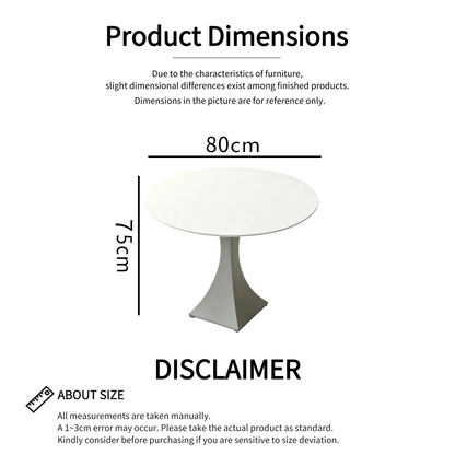 Round Sintered Stone Coffee Table with Light Gray Pedestal – 80 cm
