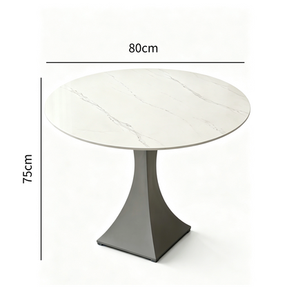 Round Sintered Stone Coffee Table with Light Gray Pedestal – 80 cm