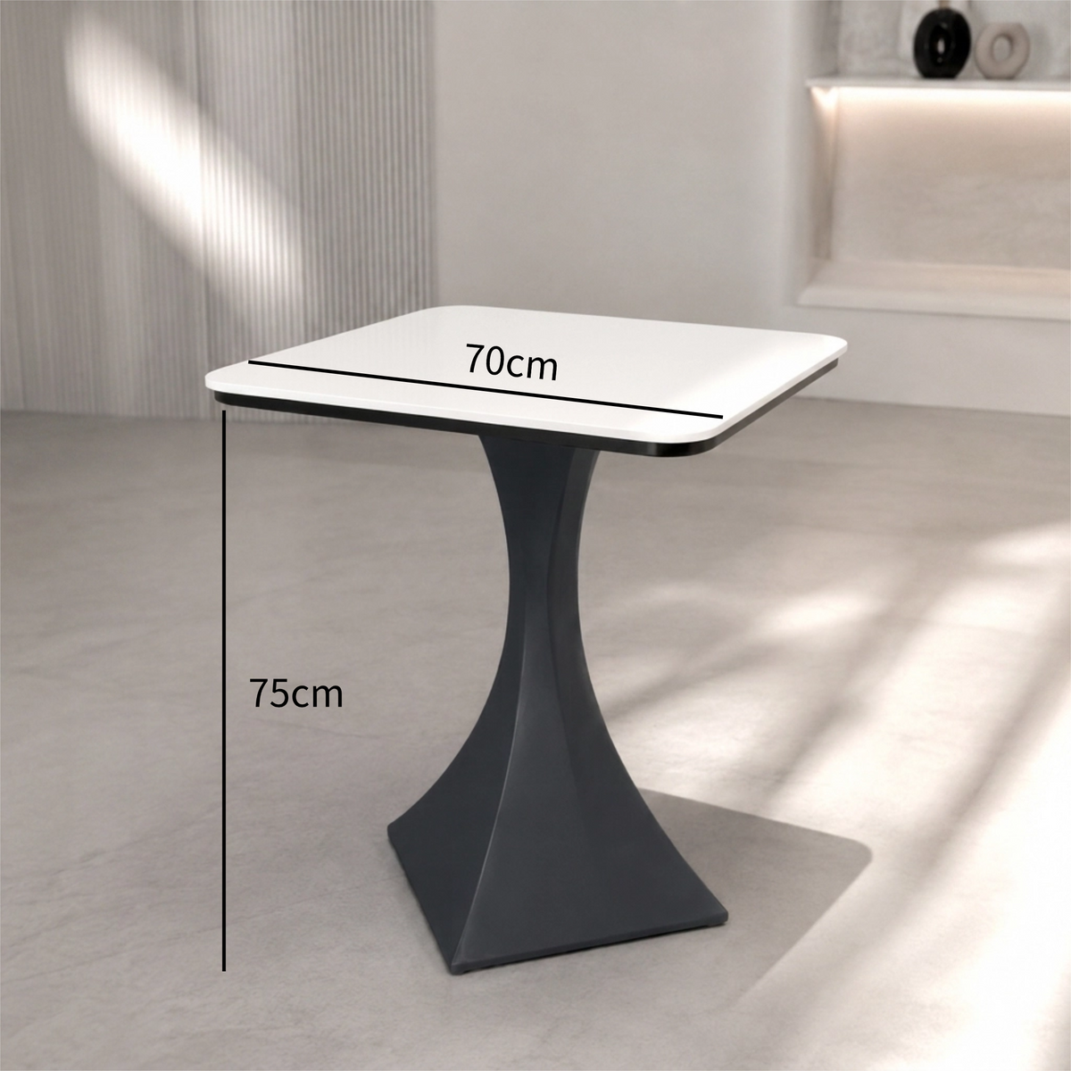 Square Sintered Stone Coffee Table with Matte Dark Gray Base