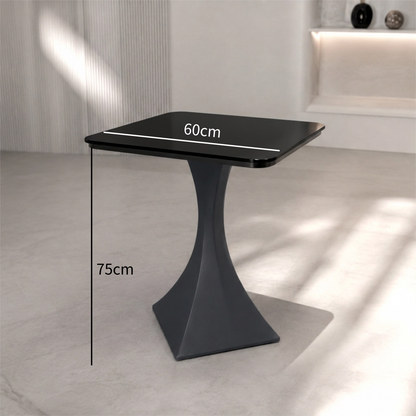 Square Sintered Stone Coffee Table with Matte Dark Gray Base