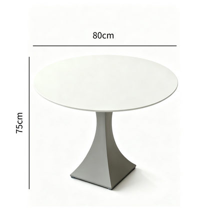Round Sintered Stone Coffee Table with Light Gray Pedestal – 80 cm