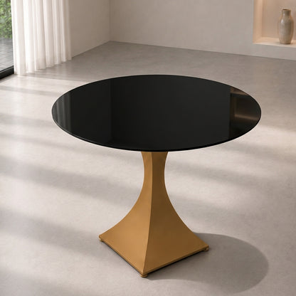 Round Sintered Stone Coffee Table with 18K Gold Pedestal – 60 cm