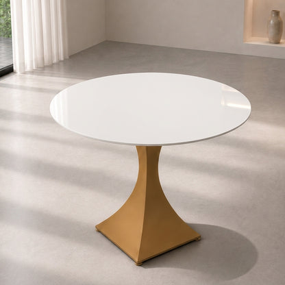 Round Sintered Stone Coffee Table with 18K Gold Pedestal – 60 cm