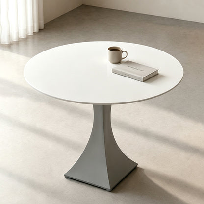 Round Sintered Stone Coffee Table with Light Gray Pedestal – 80 cm