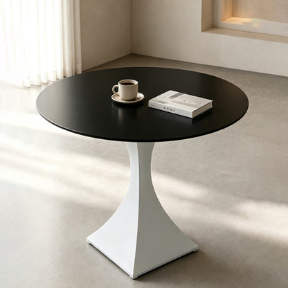 Round Sintered Stone Coffee Table with White Pedestal – 70 cm