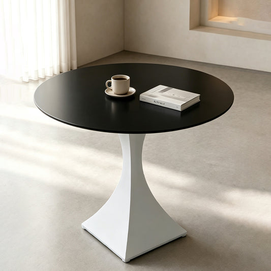 Round Sintered Stone Coffee Table with White Pedestal – 70 cm
