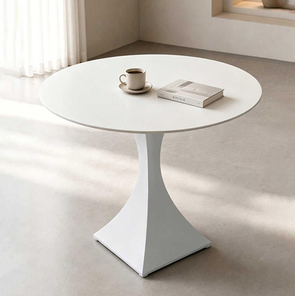 Round Sintered Stone Coffee Table with White Pedestal – 70 cm
