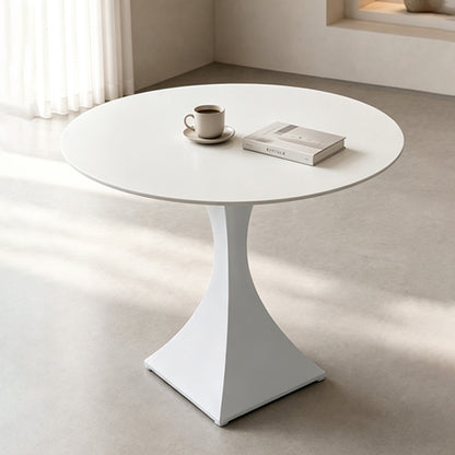 Round Sintered Stone Coffee Table with White Pedestal – 70 cm