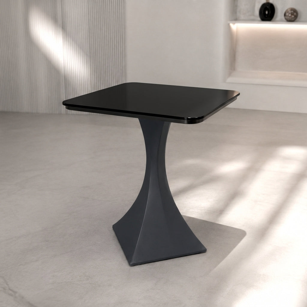 Square Sintered Stone Coffee Table with Matte Dark Gray Base