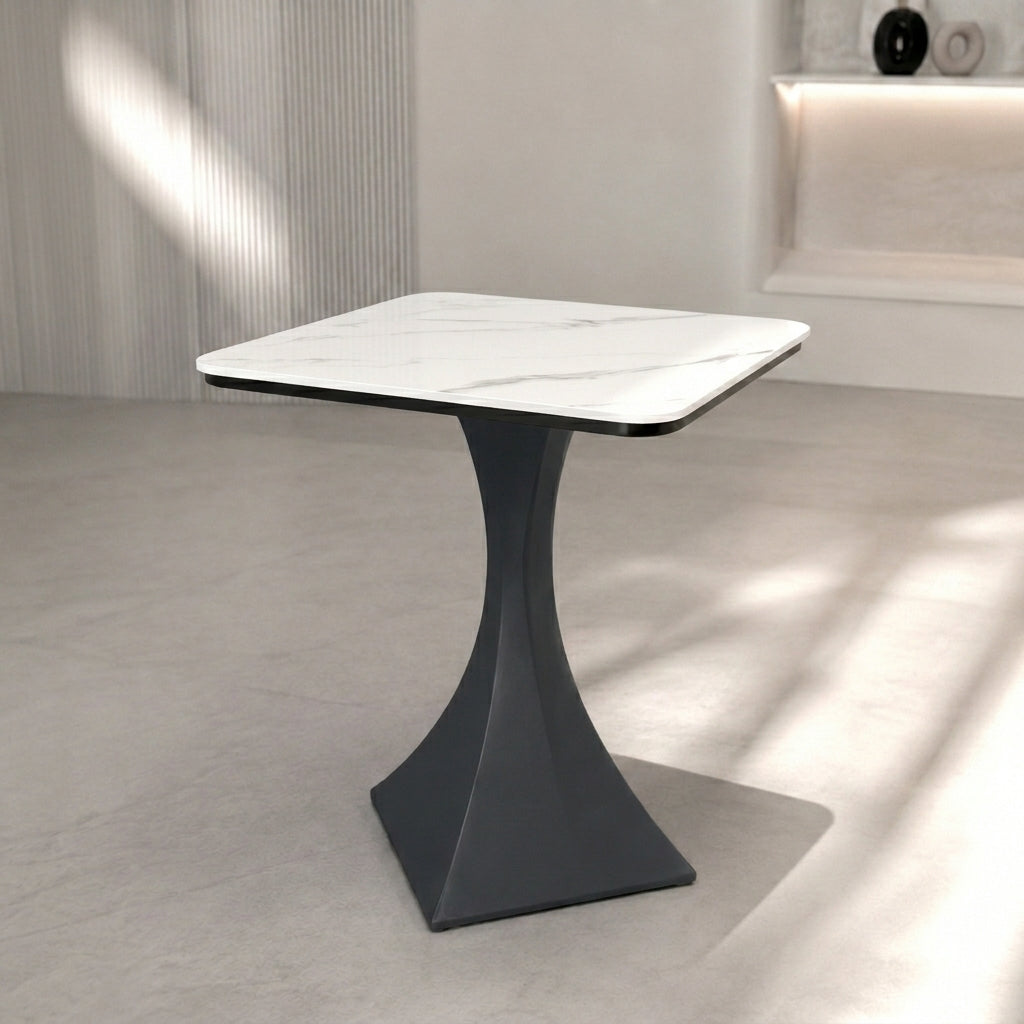 Square Sintered Stone Coffee Table with Matte Dark Gray Base