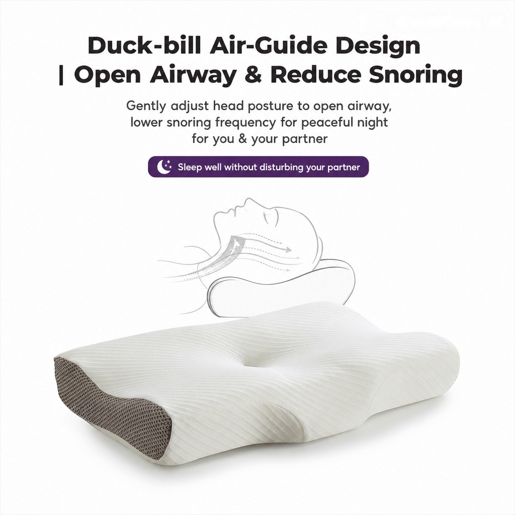 Dual-Side Ergonomic Cervical Neck Pillow for Side, Back & Stomach Sleepers
