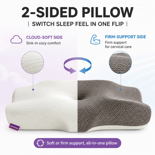 Dual-Side Ergonomic Cervical Neck Pillow for Side, Back & Stomach Sleepers