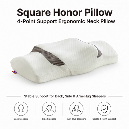 Ergonomic Cervical Memory Foam Neck Pillow for Back & Side Sleepers