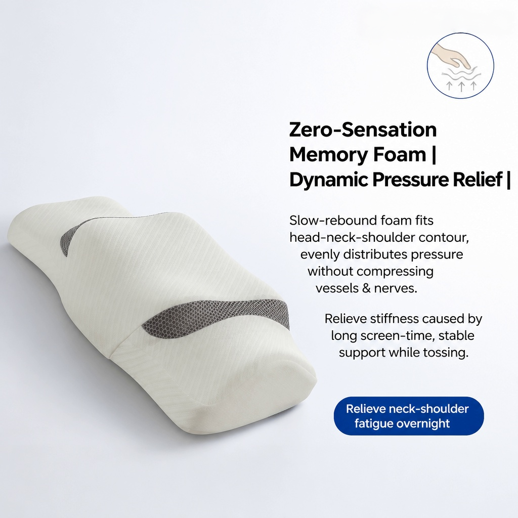 Ergonomic Cervical Memory Foam Neck Pillow for Back & Side Sleepers