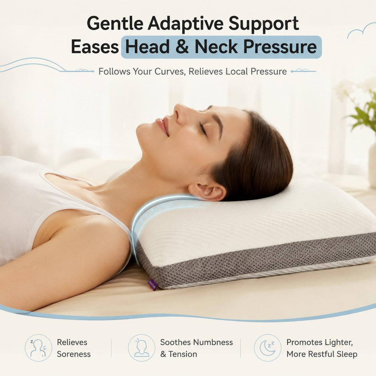 Oversized Memory Foam Cervical Pillow for Back Sleepers