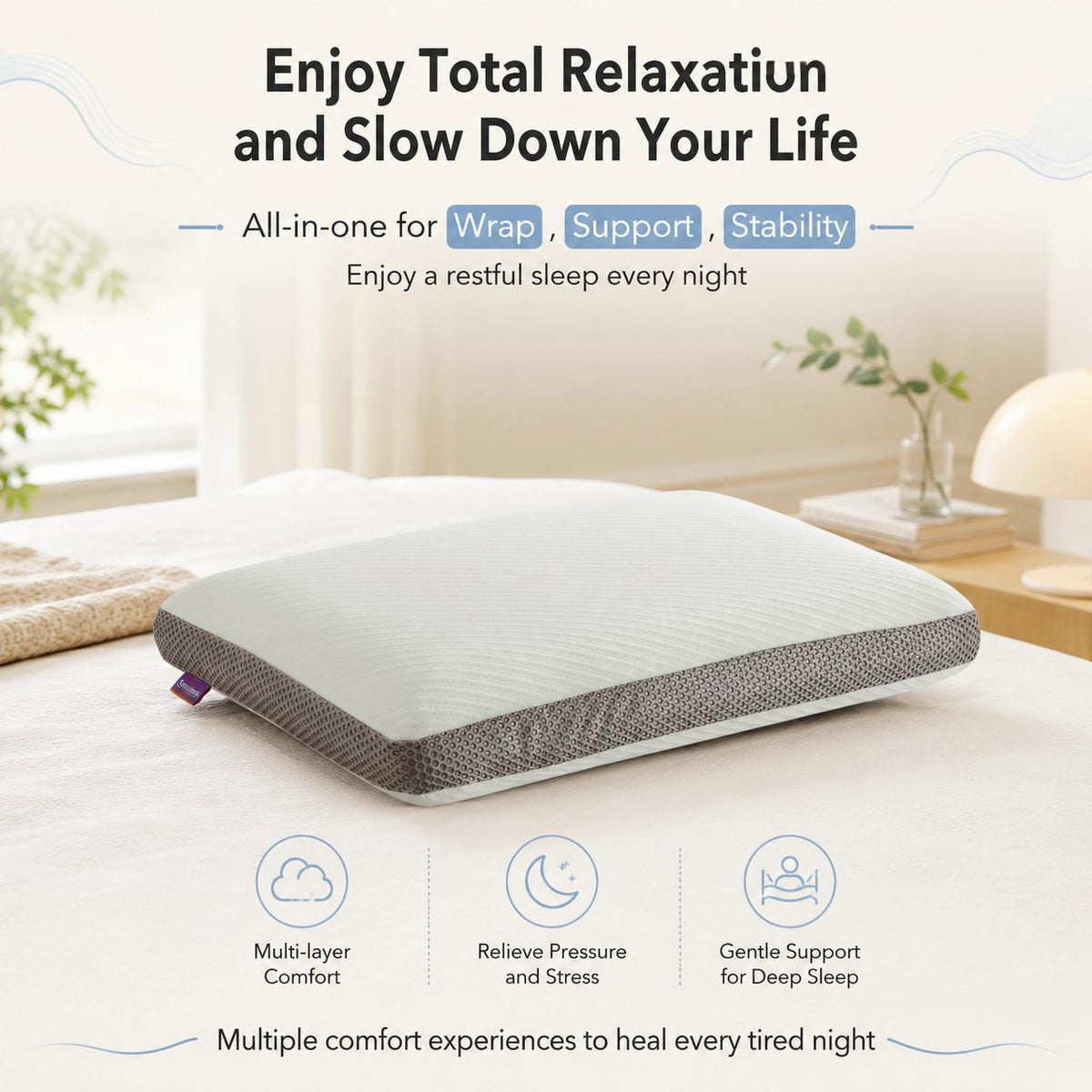 Oversized Memory Foam Cervical Pillow for Back Sleepers